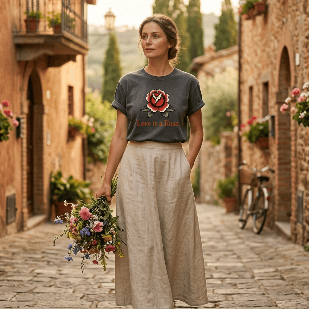 Love is a Rose Traditional Tattoo T-Shirt