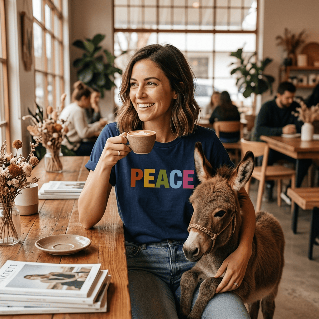 Retro Multi-Color PEACE Block Letter T-Shirt