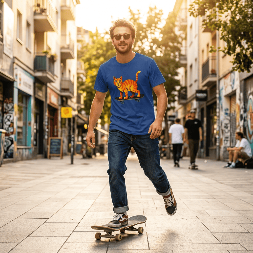 Retro Orange Tabby Skateboard T-Shirt
