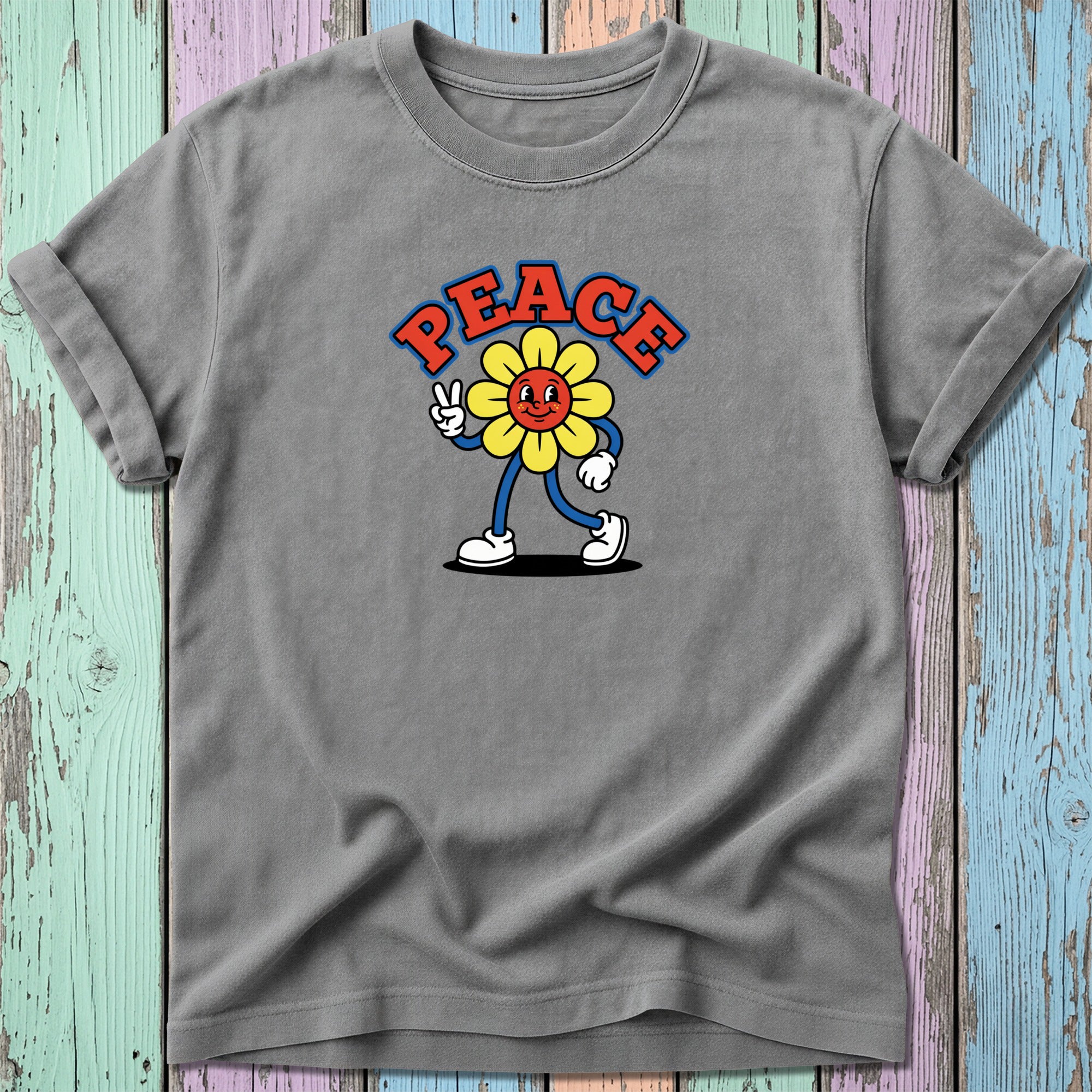 Retro Peace Flower Truckin T-Shirt
