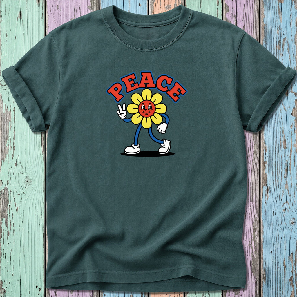 Retro Peace Flower Truckin T-Shirt