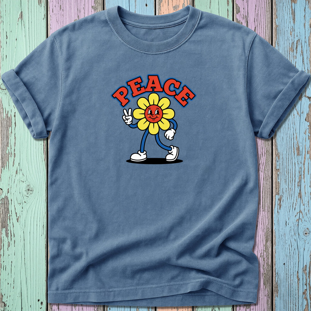 Retro Peace Flower Truckin T-Shirt