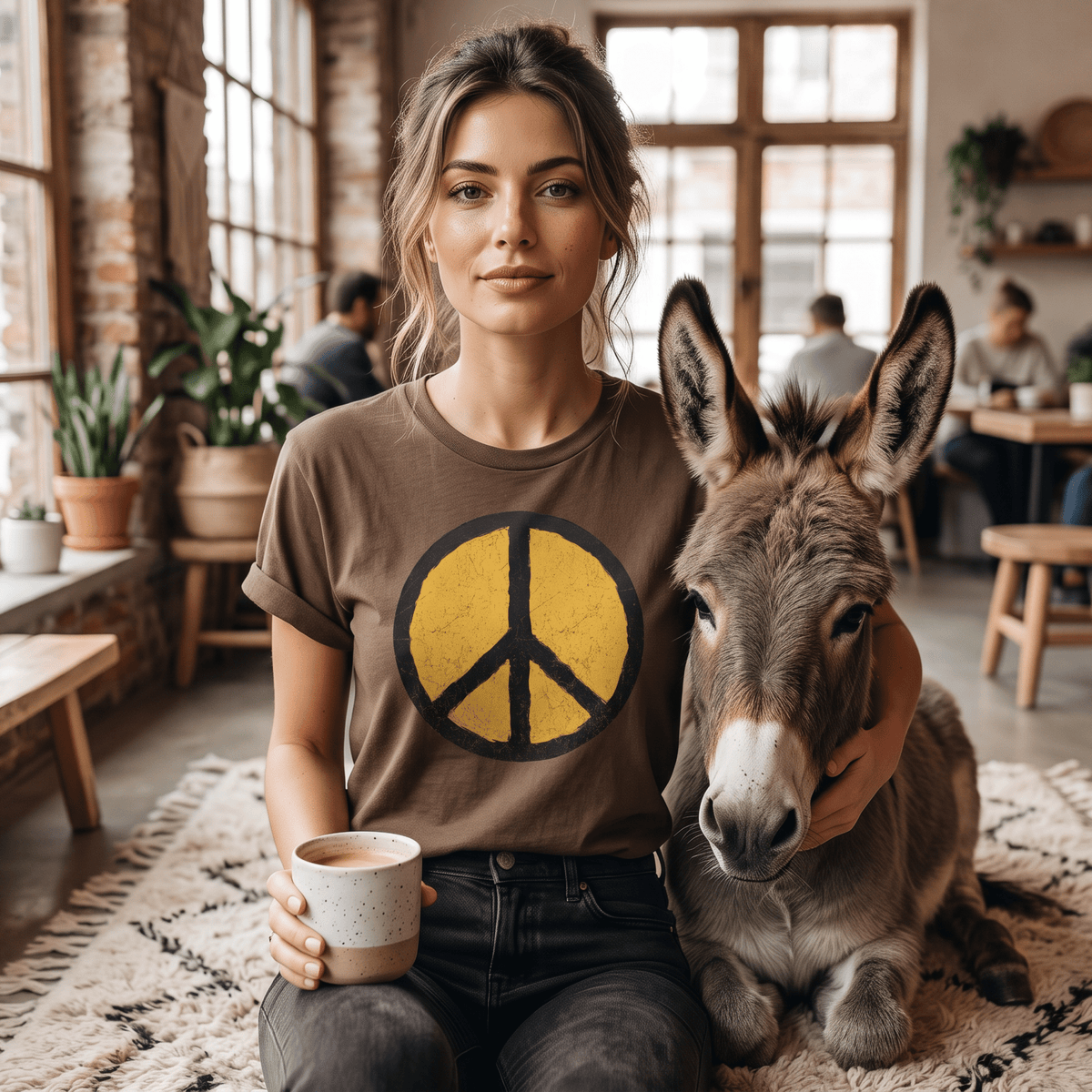 Vintage Black & Gold Peace Sign T-Shirt