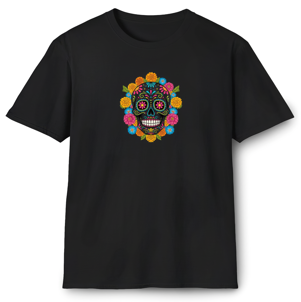 Sugar Skull with Flowers T-Shirt