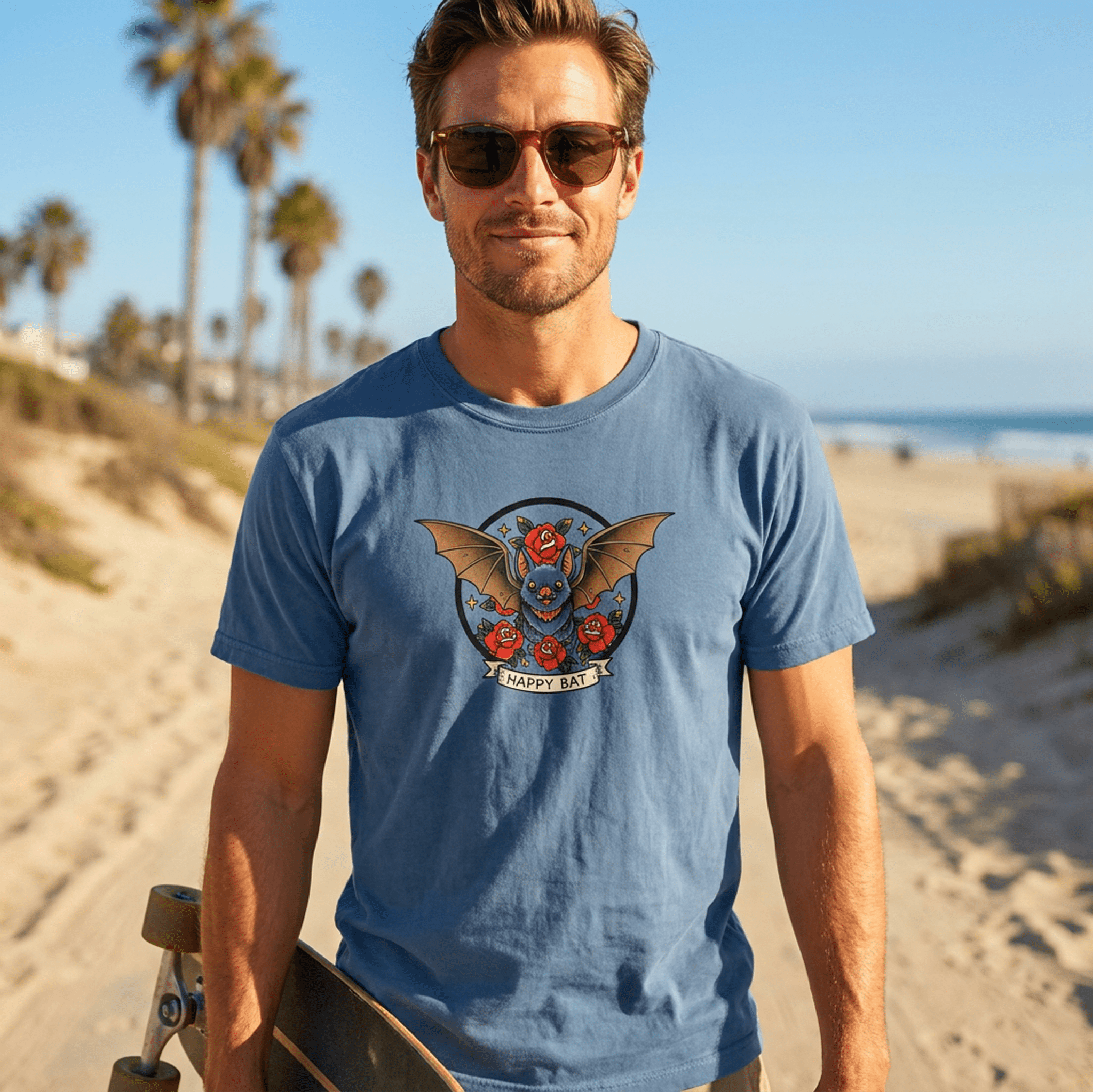Happy Bat Vintage Tattoo T-Shirt