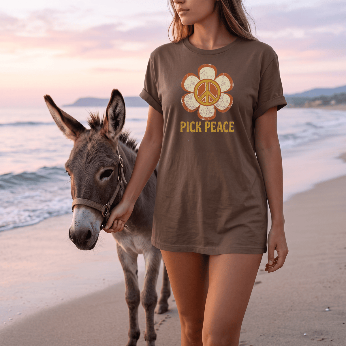 Ivory Pick Peace 60s Flower T-Shirt