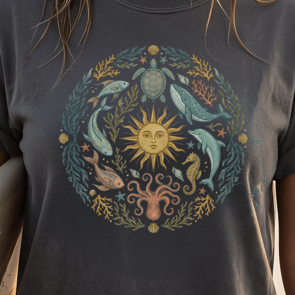 Enchanted Ocean Animals Mandala T-Shirt