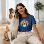 Peace & Love Collie Floral Crown T-Shirt
