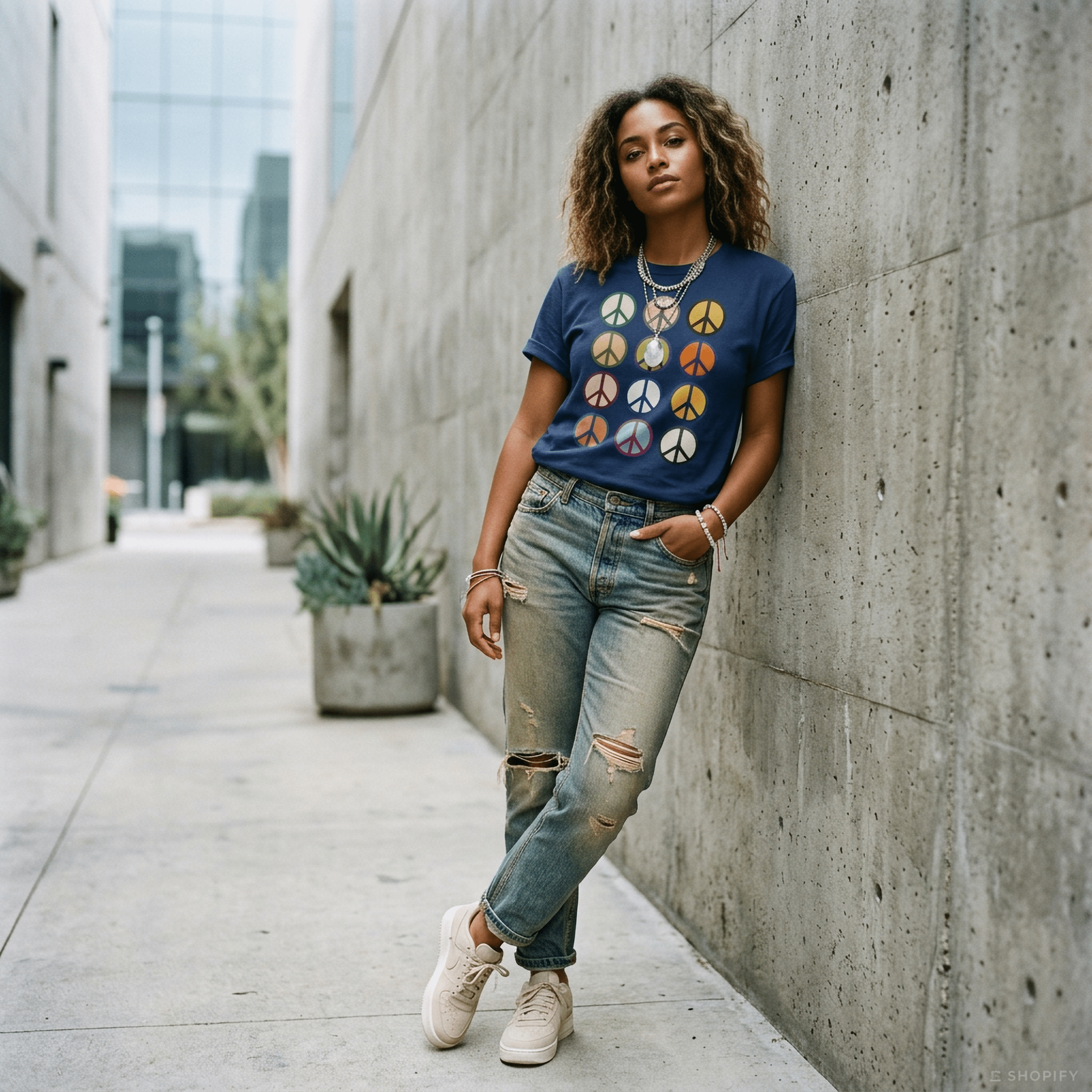 Retro Painted Peace Symbols T-Shirt