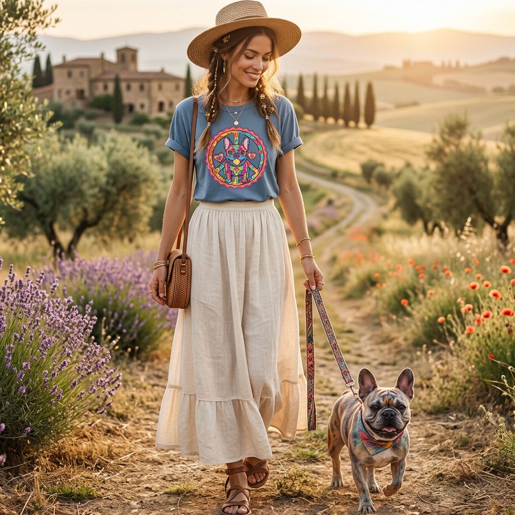 Psychedelic Peace Frenchie T-Shirt