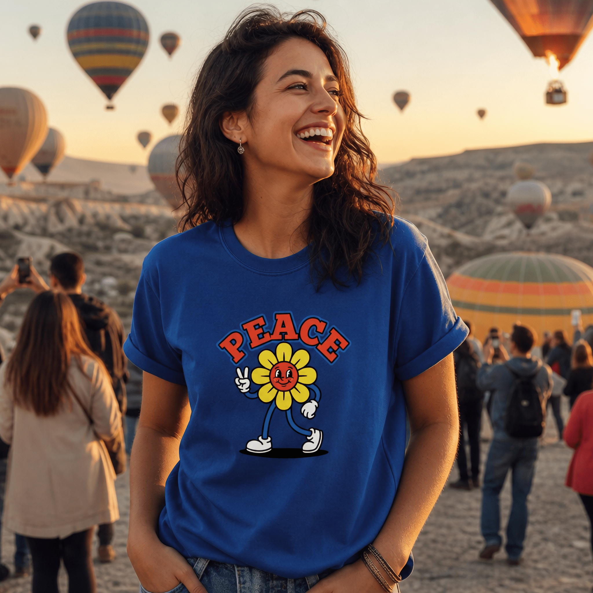 Retro Peace Flower Truckin T-Shirt