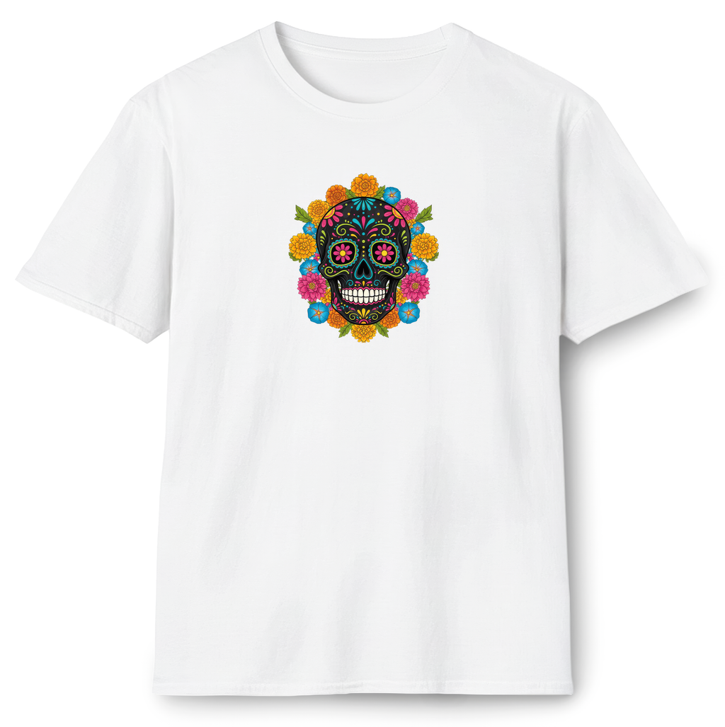 Sugar Skull with Flowers T-Shirt