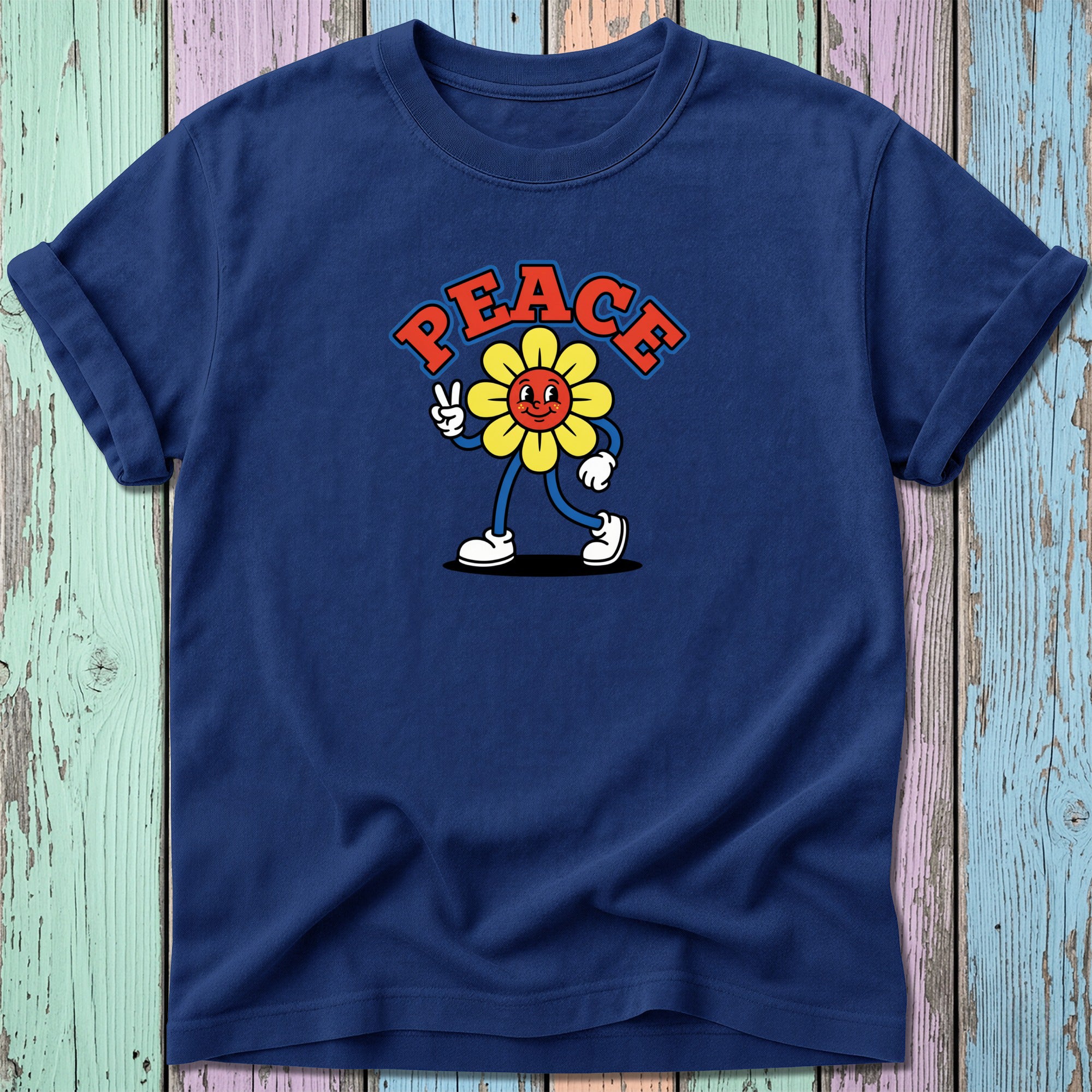 Retro Peace Flower Truckin T-Shirt