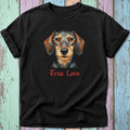 Black t-shirt with a dachshund portrait and "True Love" text.
