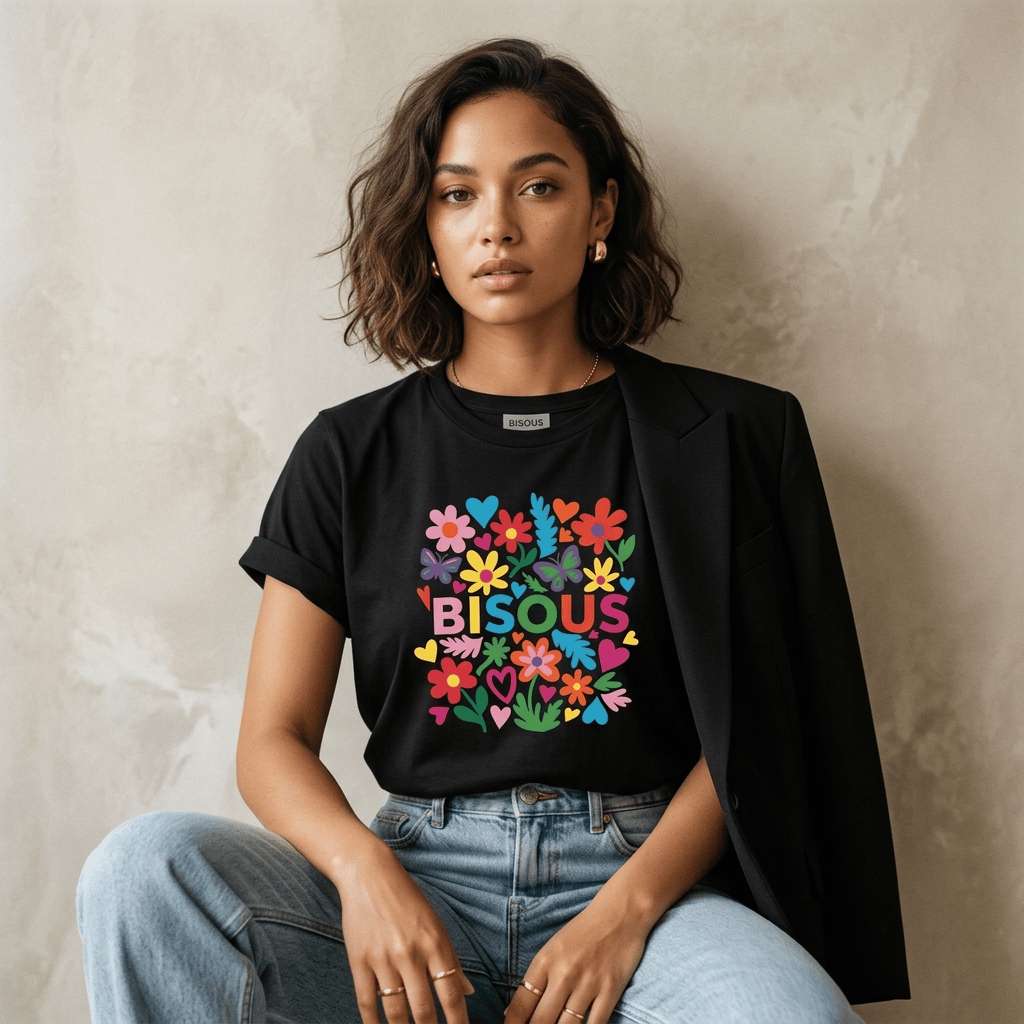 Bisous Colorful Floral Garden T-Shirt